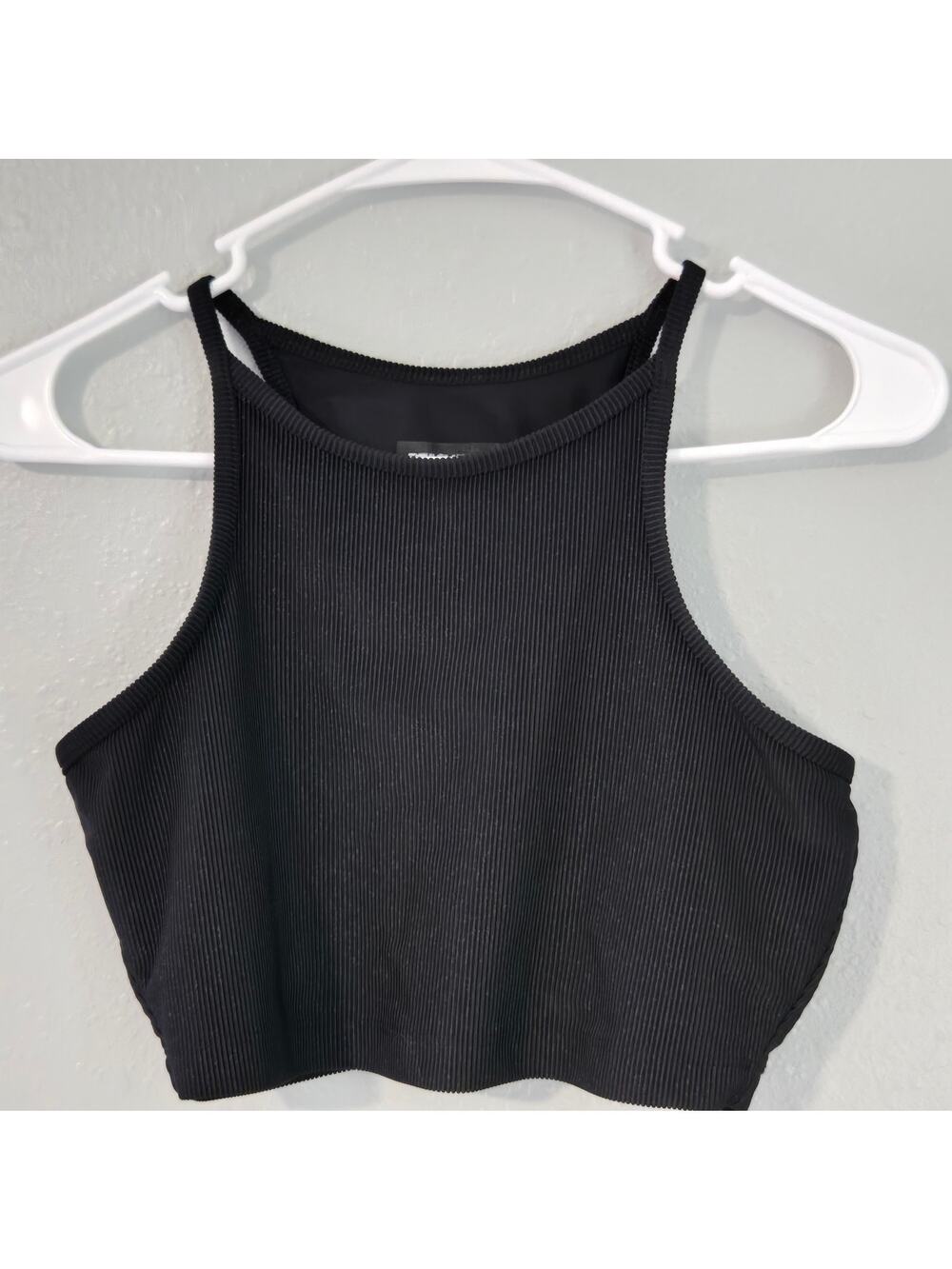 Beach Riot Glitter Anna Tank Sports Bra Black Glitter Size M
